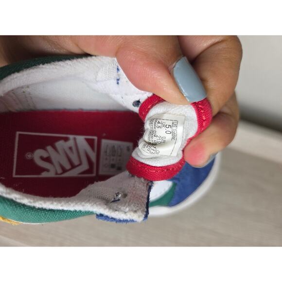 Vans Old Skool V Color-Block Skate Shoe - Baby / Toddler - Red / Blue - Picture 5 of 6